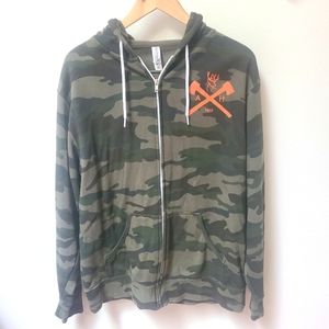 Arlington Hardware Green Camo Zip-Up  Hooded Sweatshirt Size XL NWOT